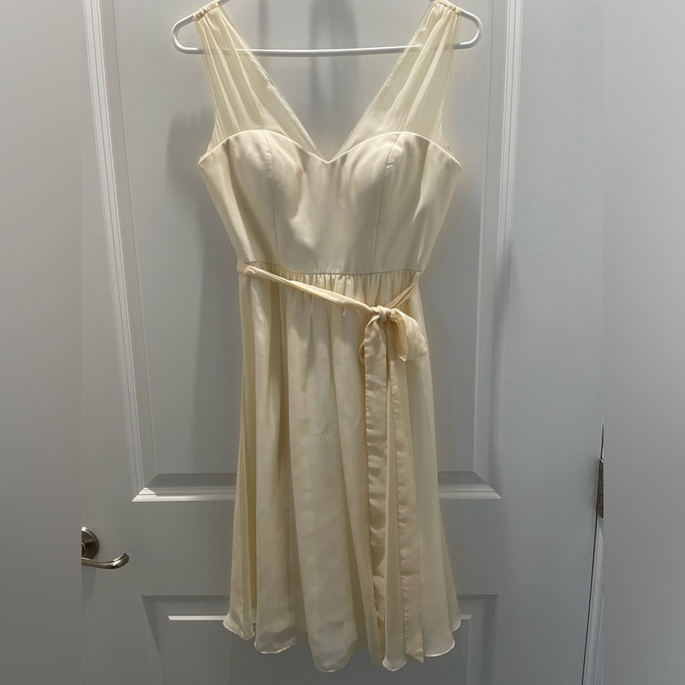 BHLDN Quillaree Sweetheart Neckline with tie detail cream dress, 0